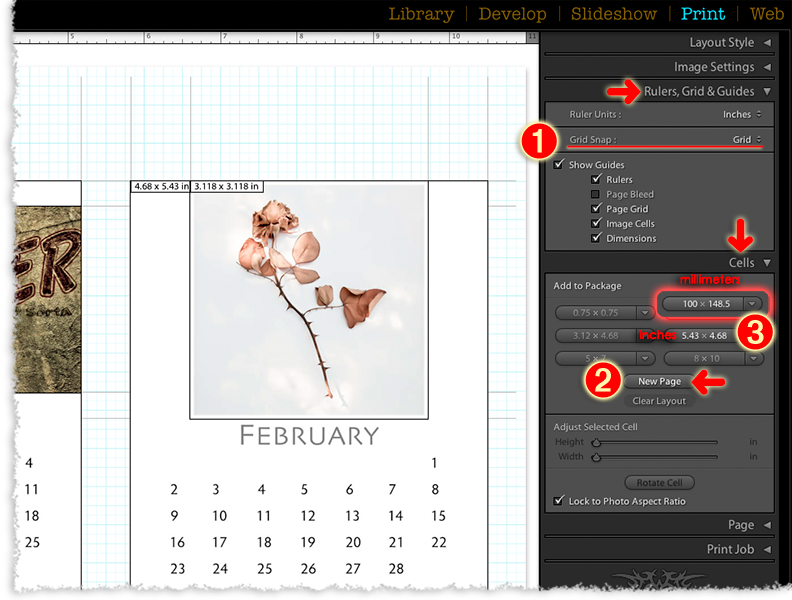 lightroom setup for new front cover print template cell