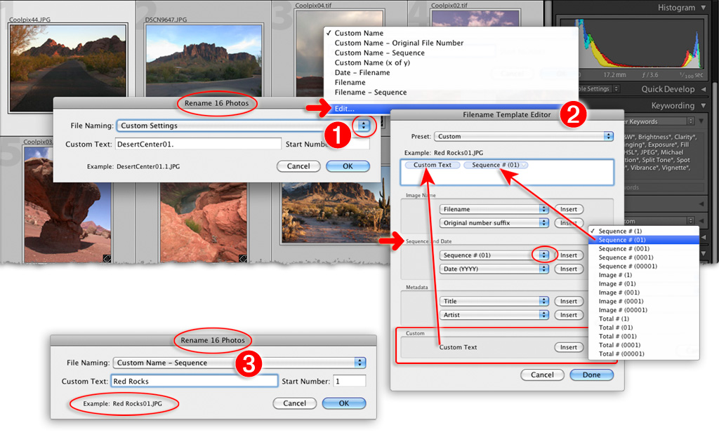 the second illustration about batch renaming files in the lightroom library