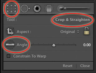 the crop and straighten tool in lightroom