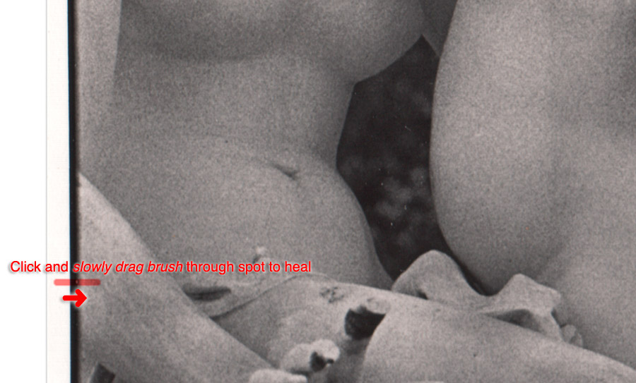 an example of spot healing with photoshop along a high contrast edge