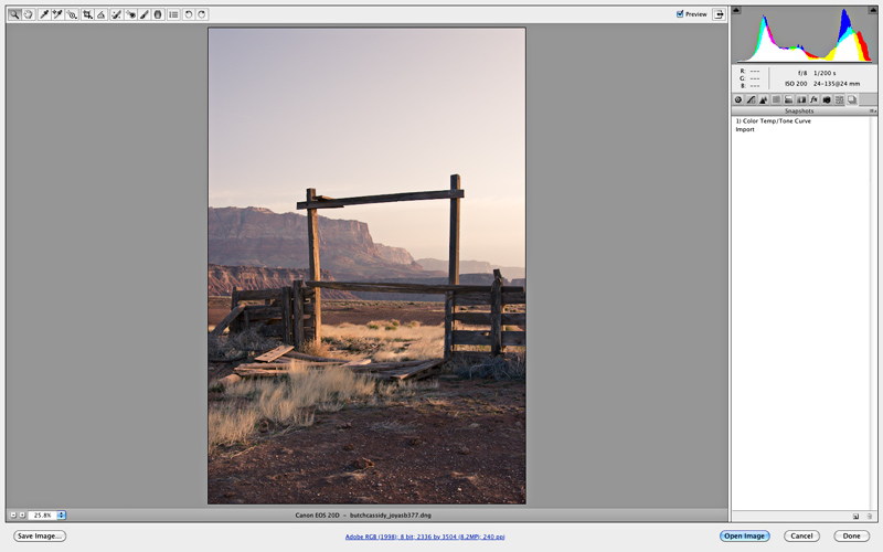 adobe camera raw workspace